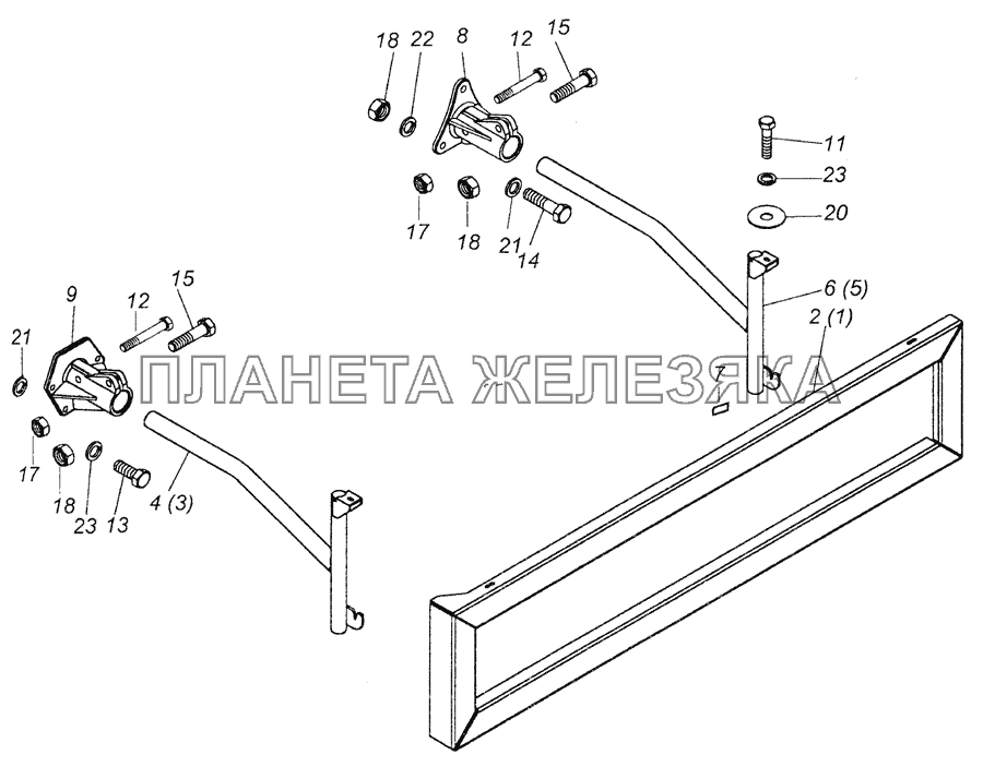 6522-8410003 Установка боковой защиты КамАЗ-6520 (Euro-2, 3)